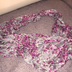 purple and gray floral infinity scarf